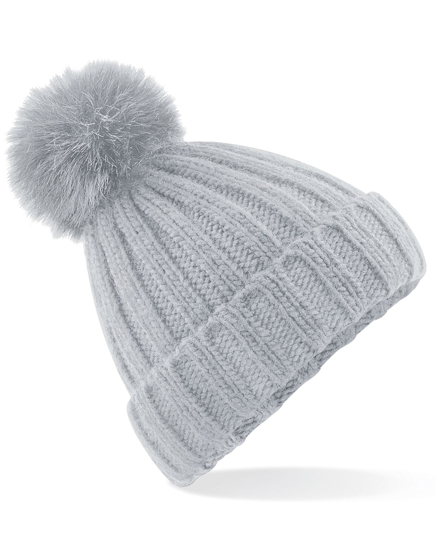 Beechfield Verbier Fur Pop Pom Beanie B413 - - Customisable Beanies