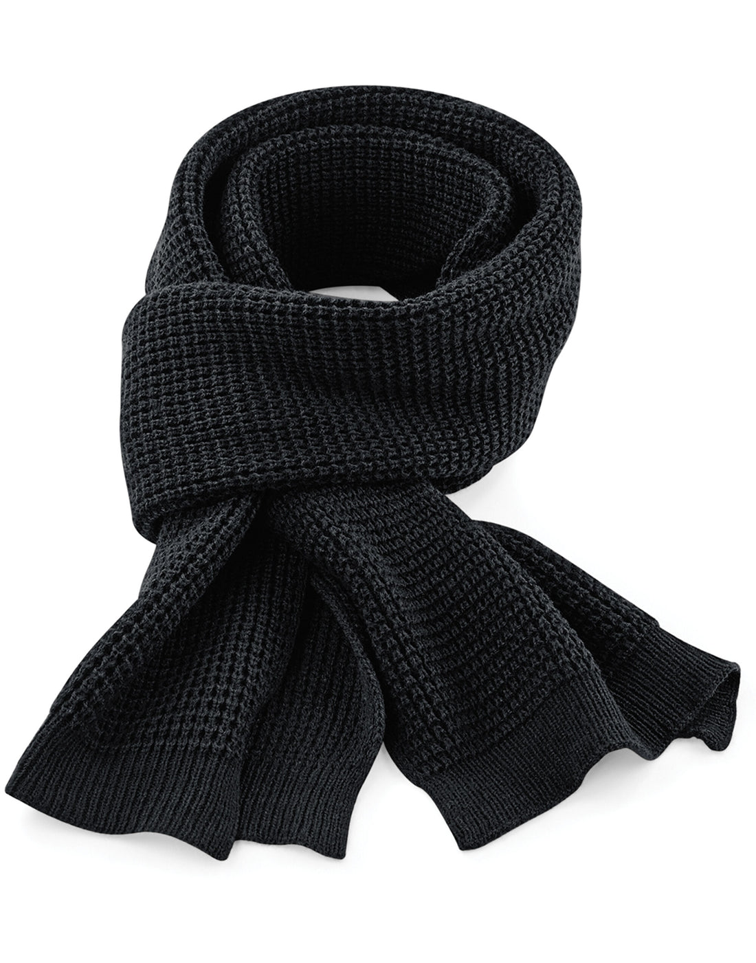 Beechfield Classic Waffle Knitt Scarf B424 - Black O S - Customisable Scarf