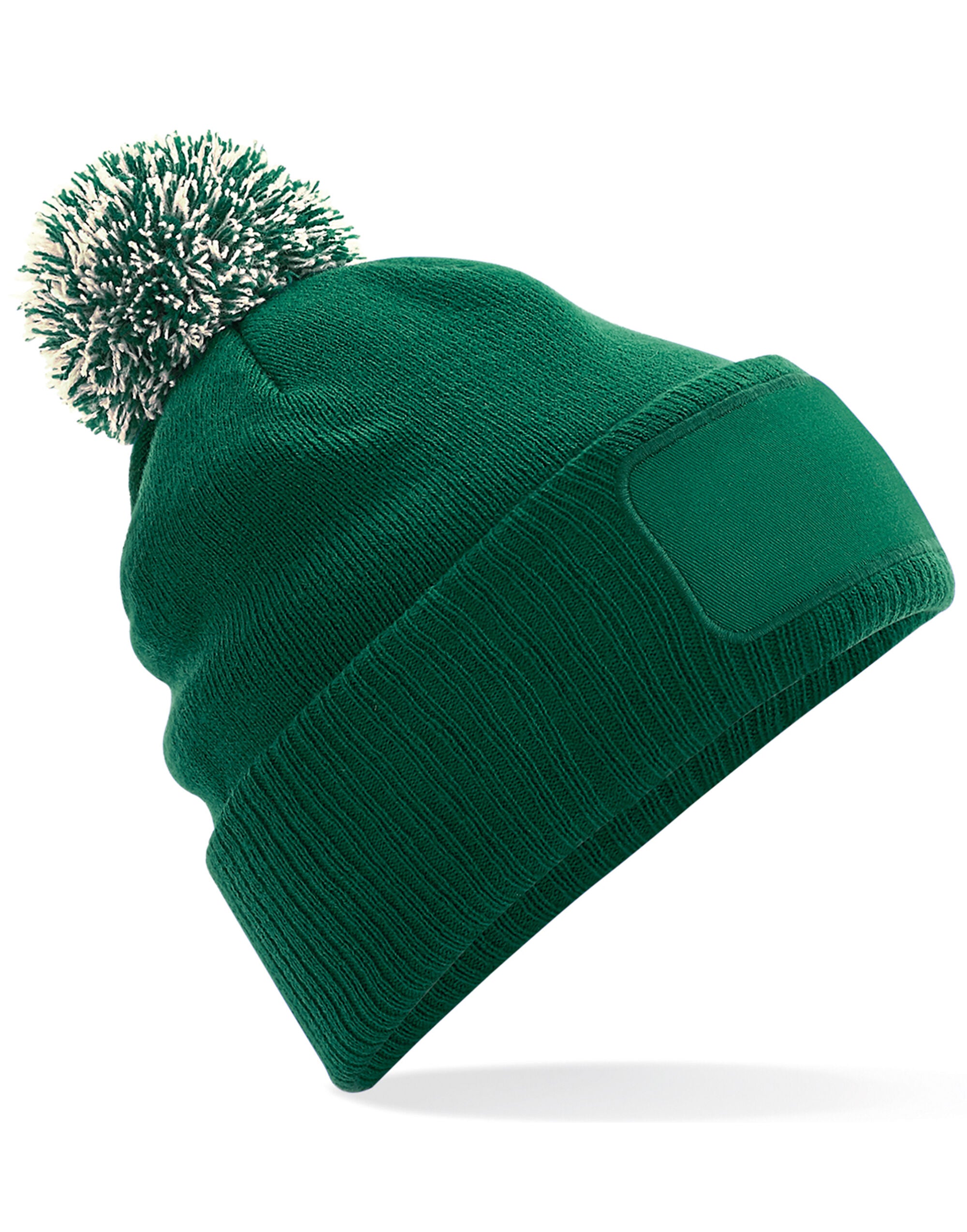 Beechfield Snowstar¬Æ Patch Beanie B443 - Bottle Green Off White O S - Customisable Beanies