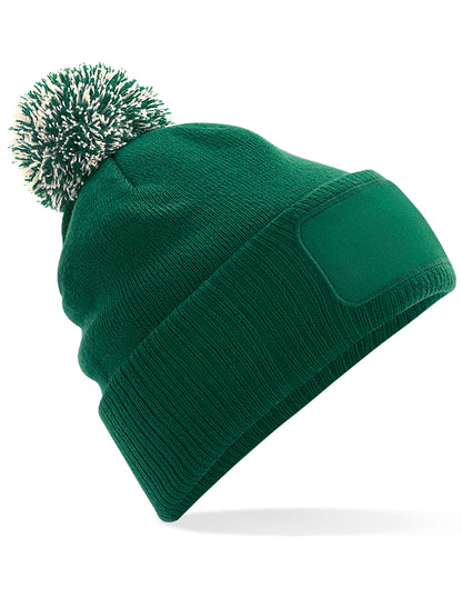 Beechfield Snowstar¬Æ Patch Beanie B443 - Bottle Green Off White O S - Customisable Beanies