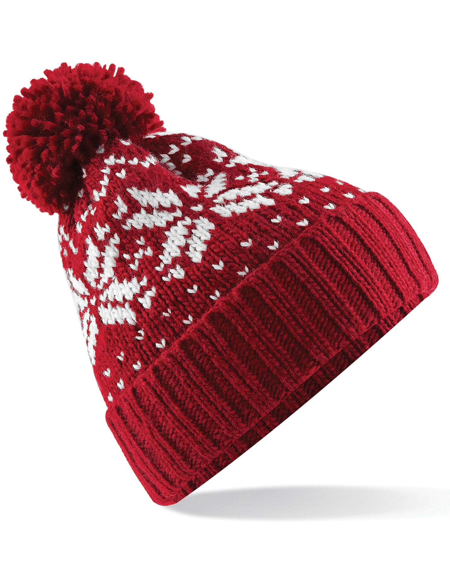 Beechfield Fair Isle Snowstar¬Æ Beanie B456 - Classic Red White O S - Customisable Beanies