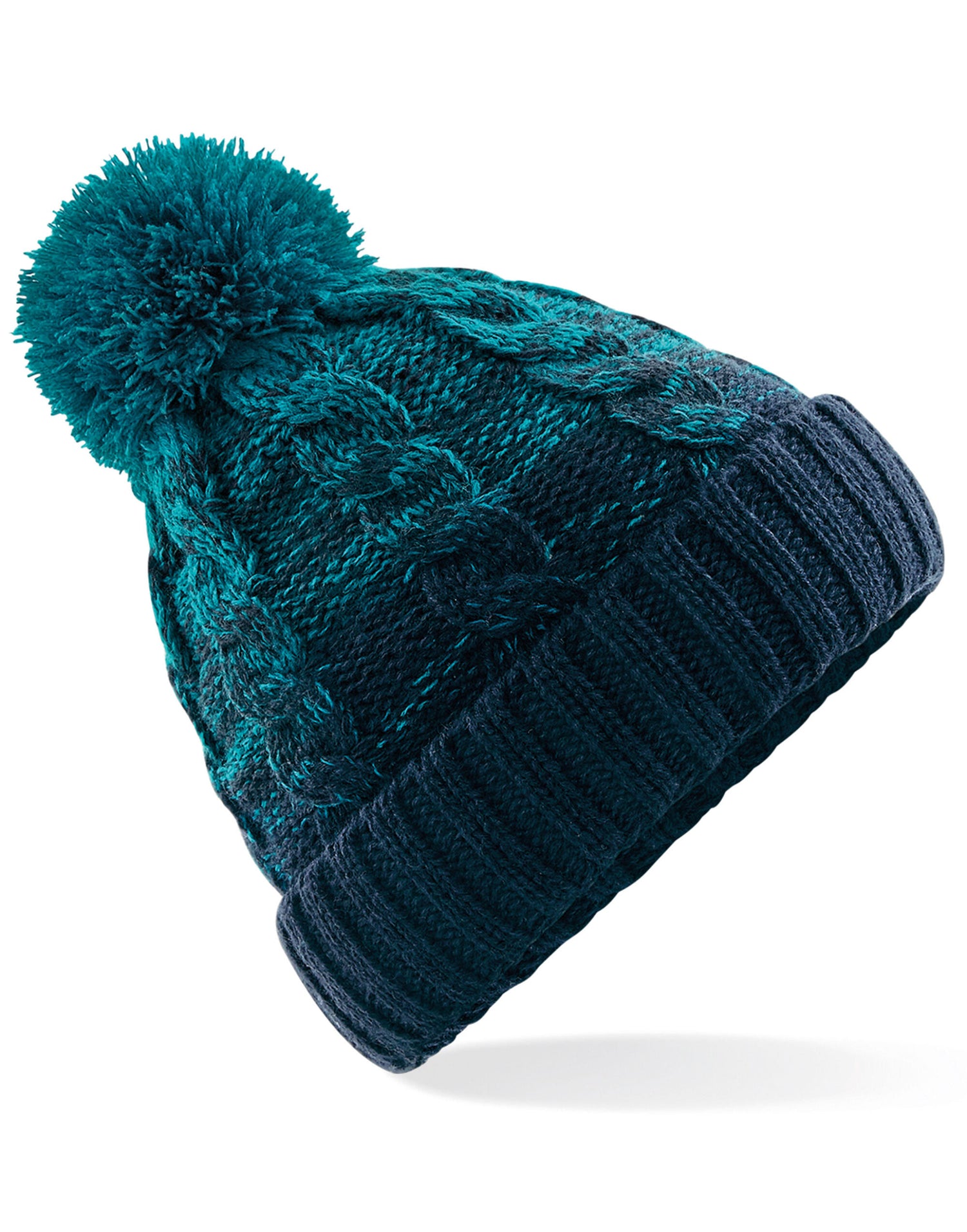 Beechfield Ombr√© Beanie B459 - Teal French Navy O S - Customisable Beanies
