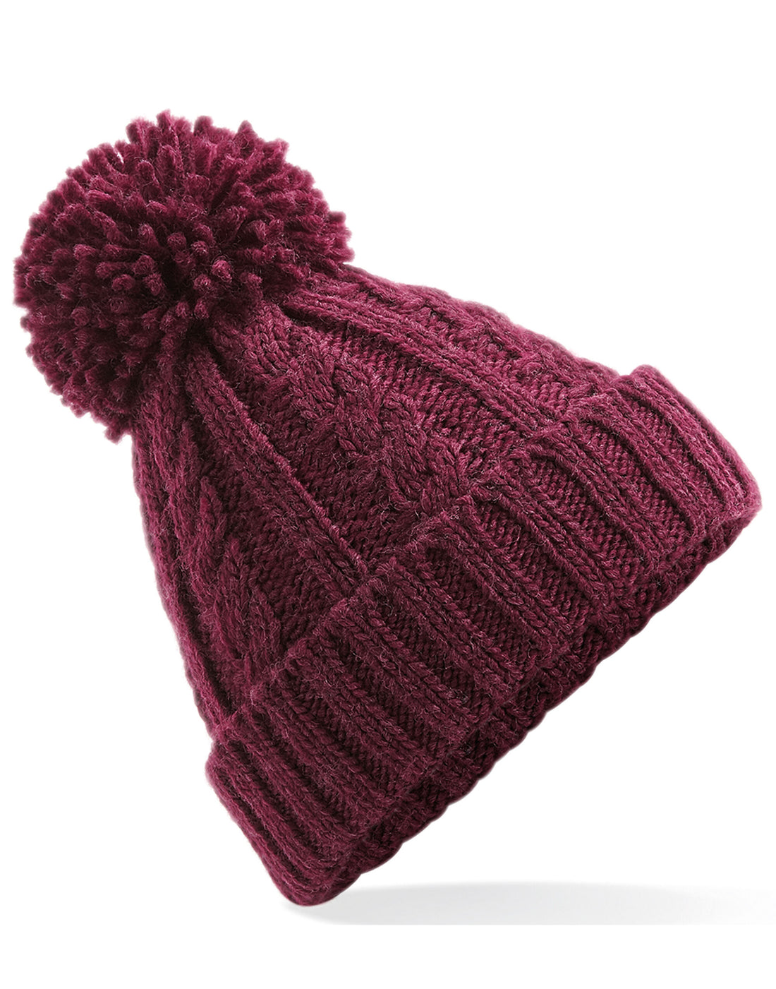 Beechfield Cable Knit Melange Beanie B480 - Burgundy O S - Customisable Beanies