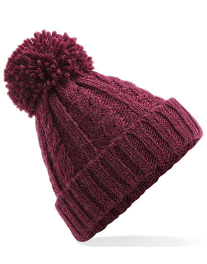 Beechfield Cable Knit Melange Beanie B480 - Burgundy O S - Customisable Beanies
