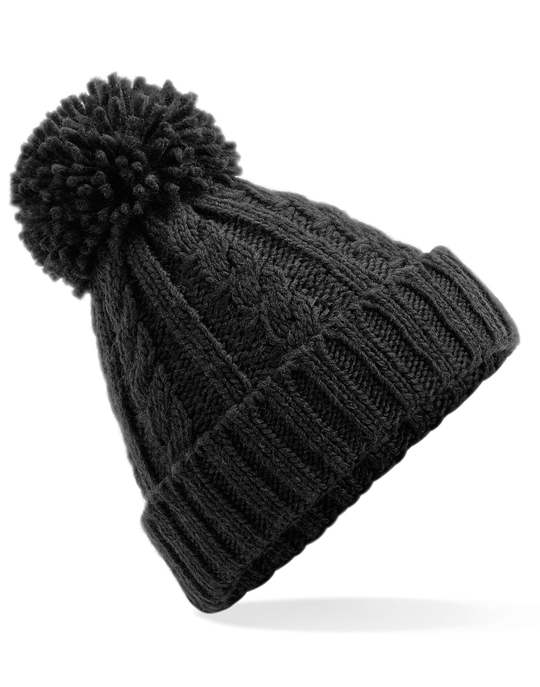 Beechfield Cable Knit Melange Beanie B480 - Black O S - Customisable Beanies