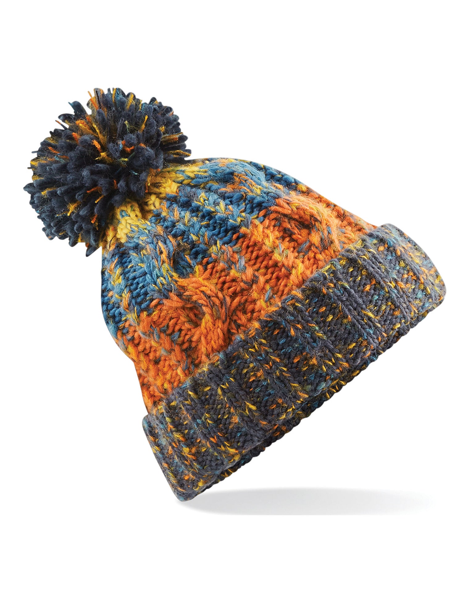 Beechfield Corkscrew Pom Pom Beanie B486 - Retro Blues O S - Customisable Beanies
