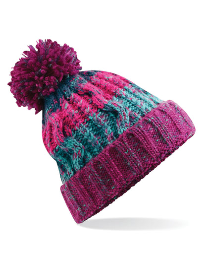 Beechfield Corkscrew Pom Pom Beanie B486 - Winter Berries O S - Customisable Beanies