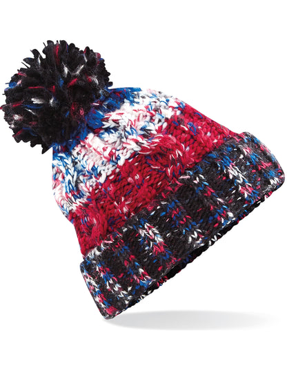 Beechfield Corkscrew Pom Pom Beanie B486 - Black Jacks O S - Customisable Beanies