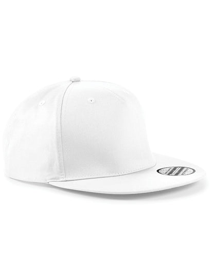 Beechfield 5 panel Snapback Rapper Cap B610 - White O S - Customisable Caps