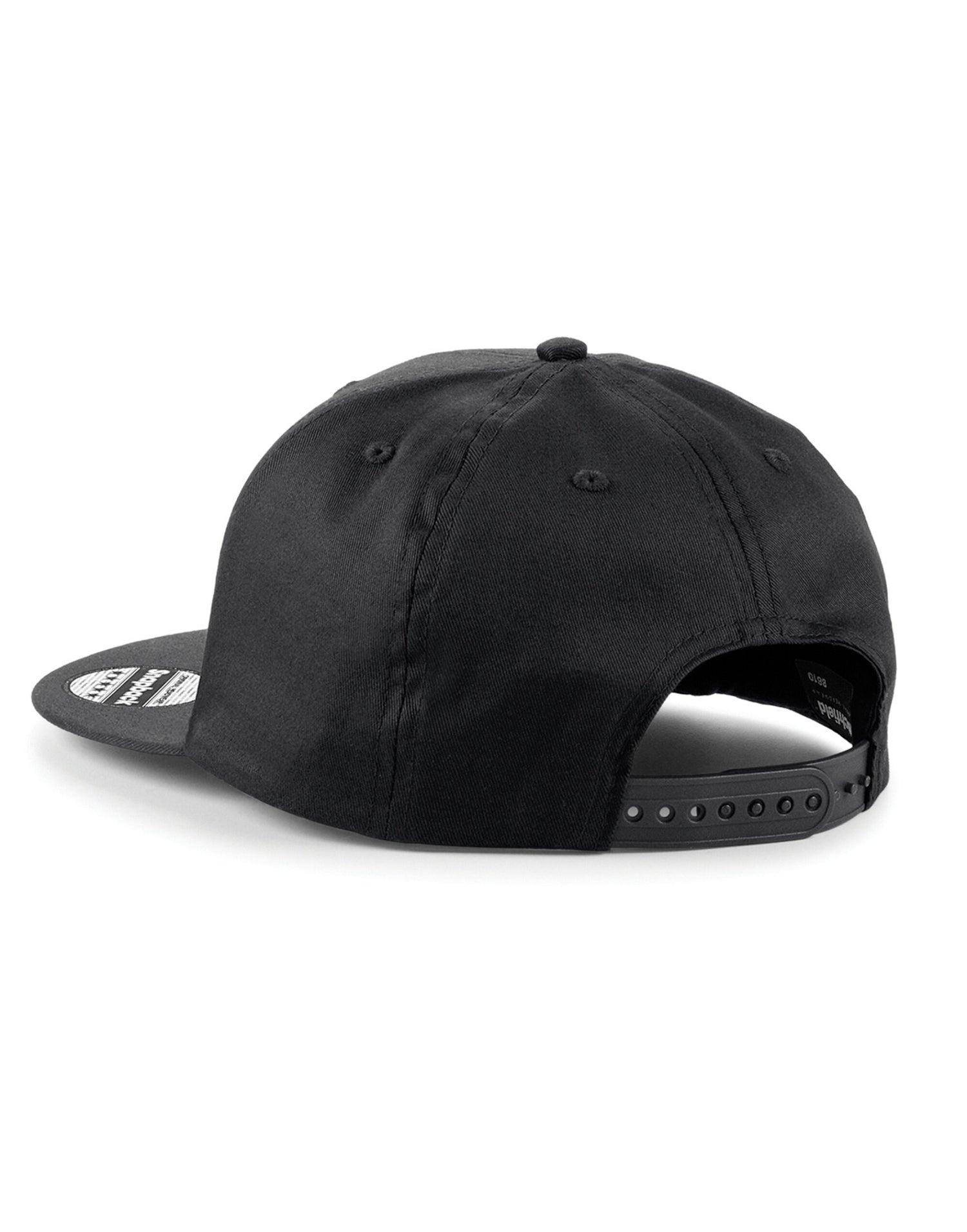 Beechfield 5 panel Snapback Rapper Cap B610 - Black O S - Customisable Caps