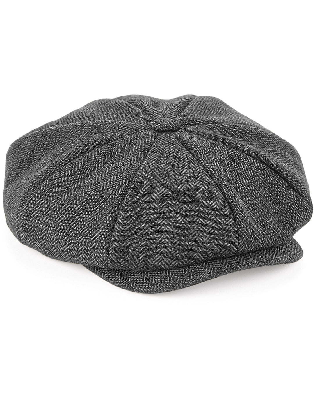 Beechfield Heritage Baker Boy Cap B628 - Charcoal Herringbone S M - Customisable Caps