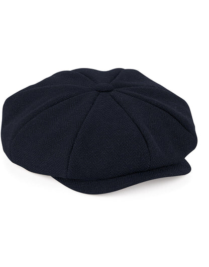 Beechfield Heritage Baker Boy Cap B628 - Navy Herringbone - Customisable Caps