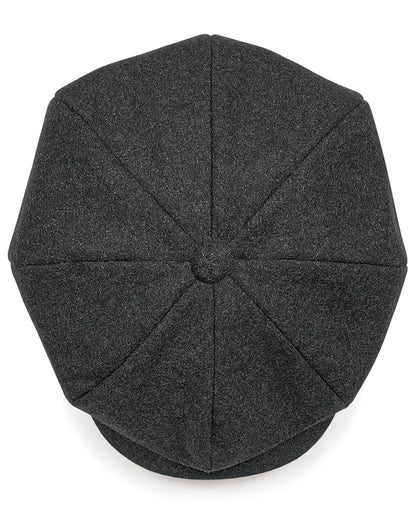 Beechfield Melton Wool Baker Boy Cap B629 - Charcoal Marl S-M - Customisable Caps