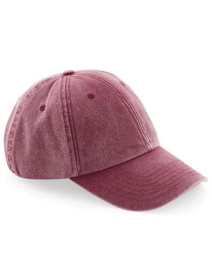 Beechfield Low Profile Vintage Cap B655 - Vintage Red O S - Customisable Caps