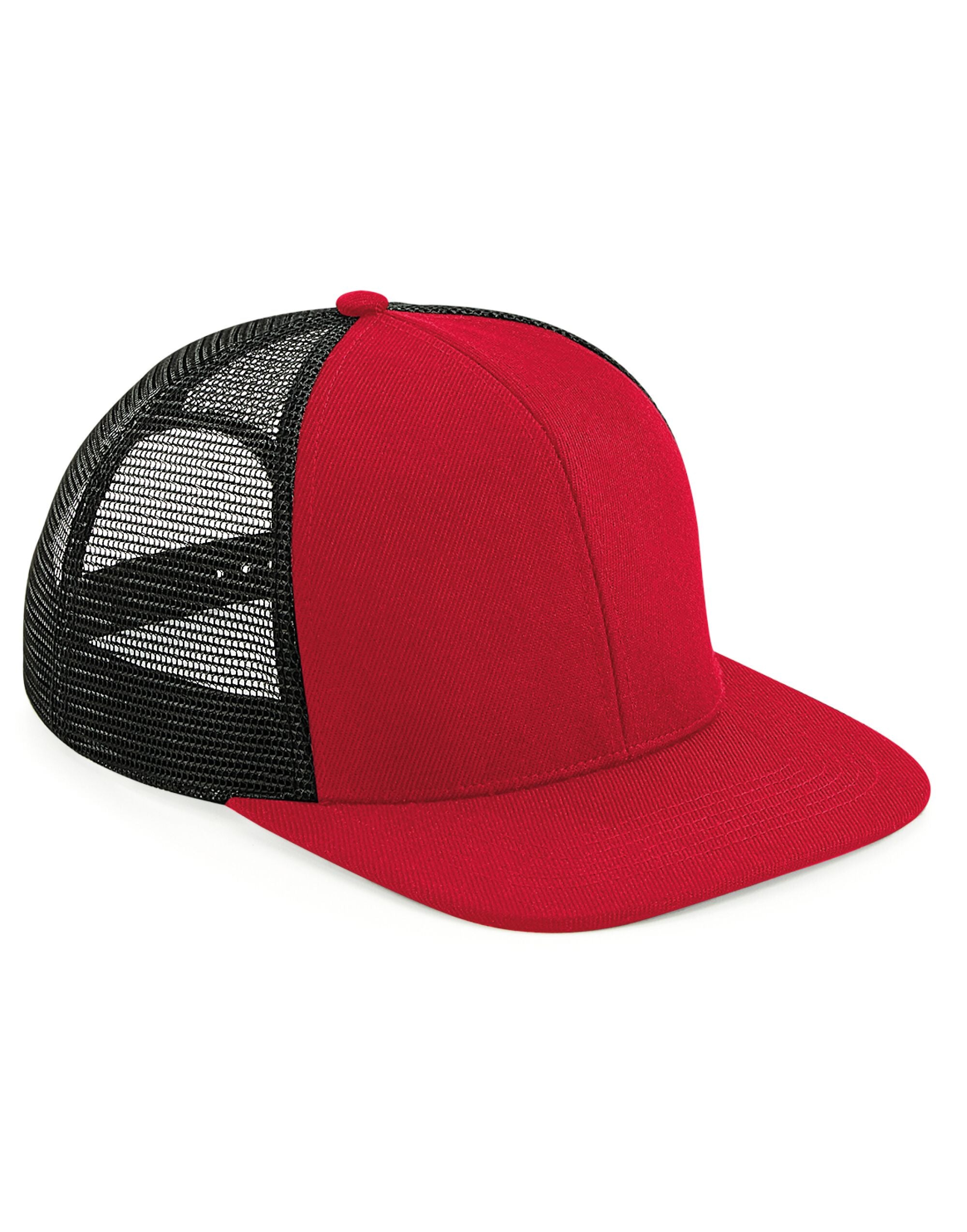 Beechfield Original Flat Peak Trucker B664 - Classic Red Black O S - Customisable Caps
