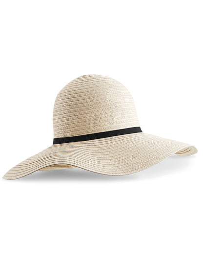 Beechfield Marbella Wide-Brimmed Sun Hat B740 - Natural O S - Customisable Hats