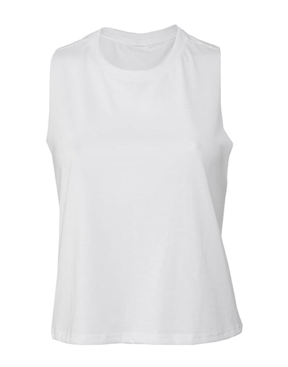 Bella Womens Racerback Cropped Tank BE6682 - Solid White Triblend - Customisable T-Shirts