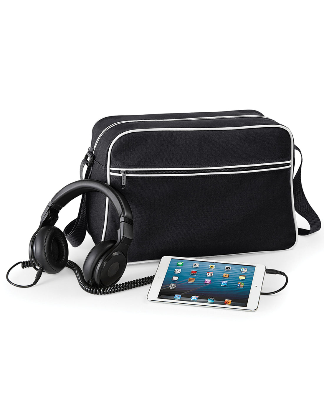 Bagbase Retro Shoulder Bag BG14 - Black White O S - Customisable Bags