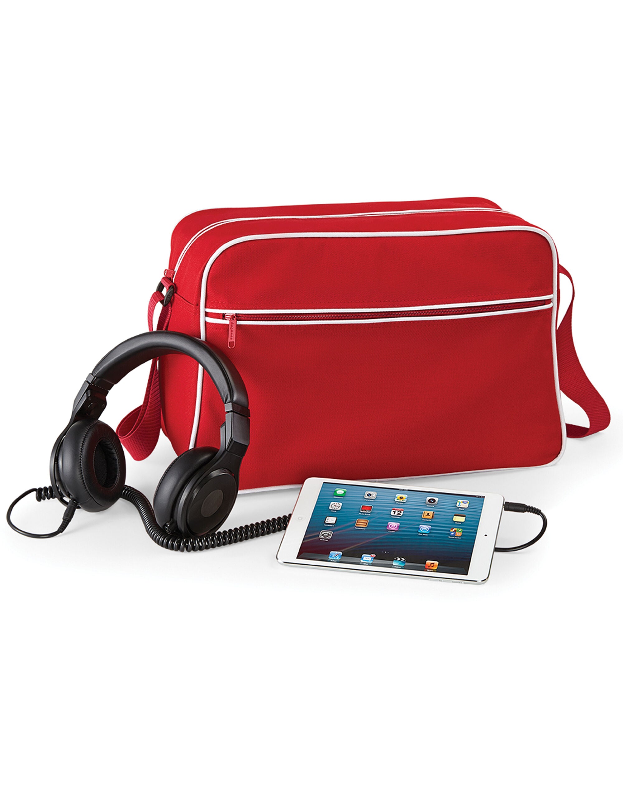 Bagbase Retro Shoulder Bag BG14 - Classic Red White O S - Customisable Bags