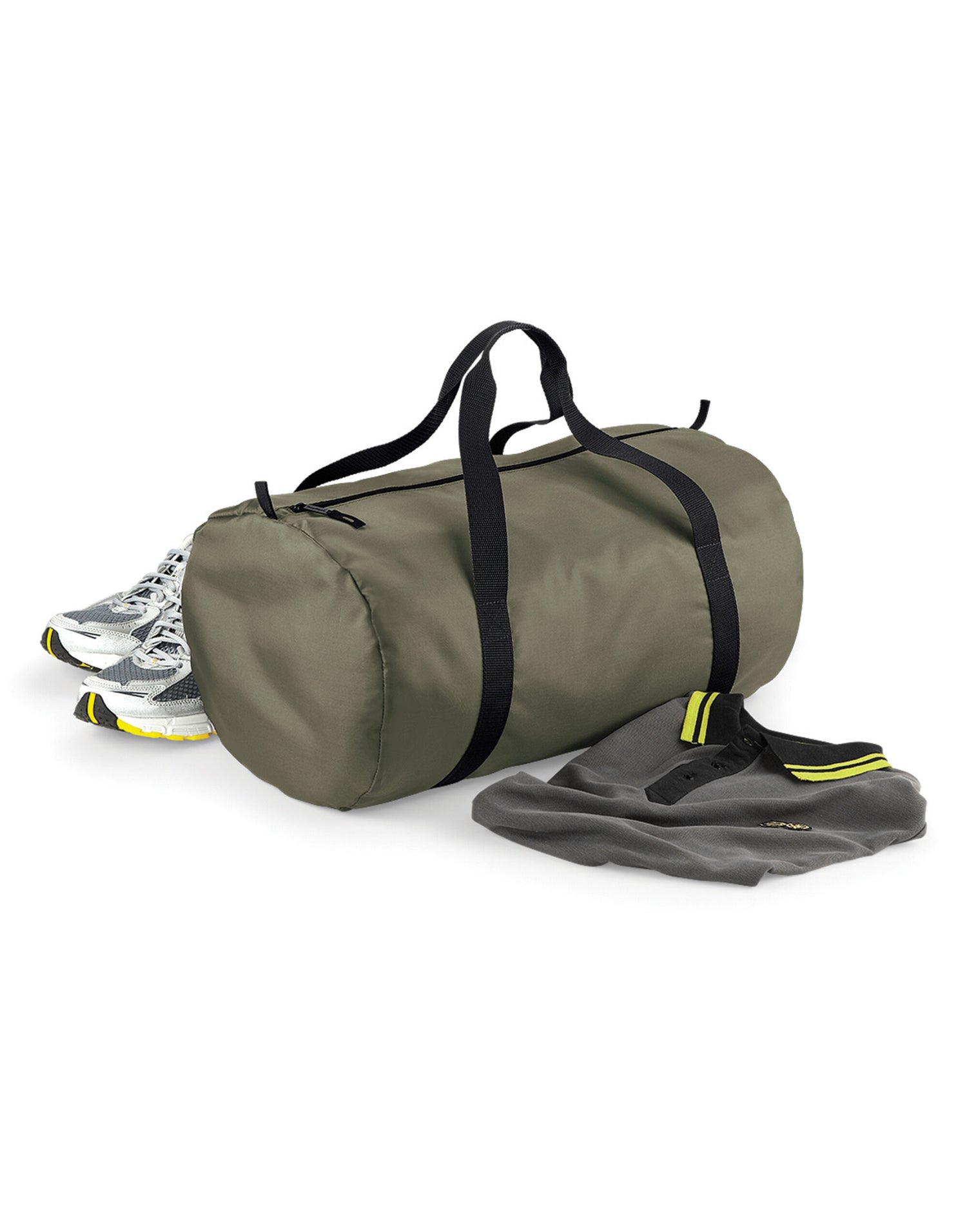 Bagbase Packaway Barrel Bag BG150 - Olive Black O S - Customisable Bags