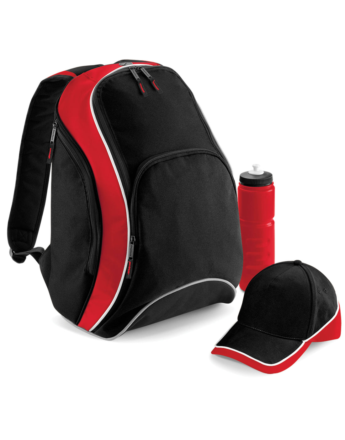 Bagbase Teamwear Backpack BG571 - Black Classic Red White O S - Customisable Bags