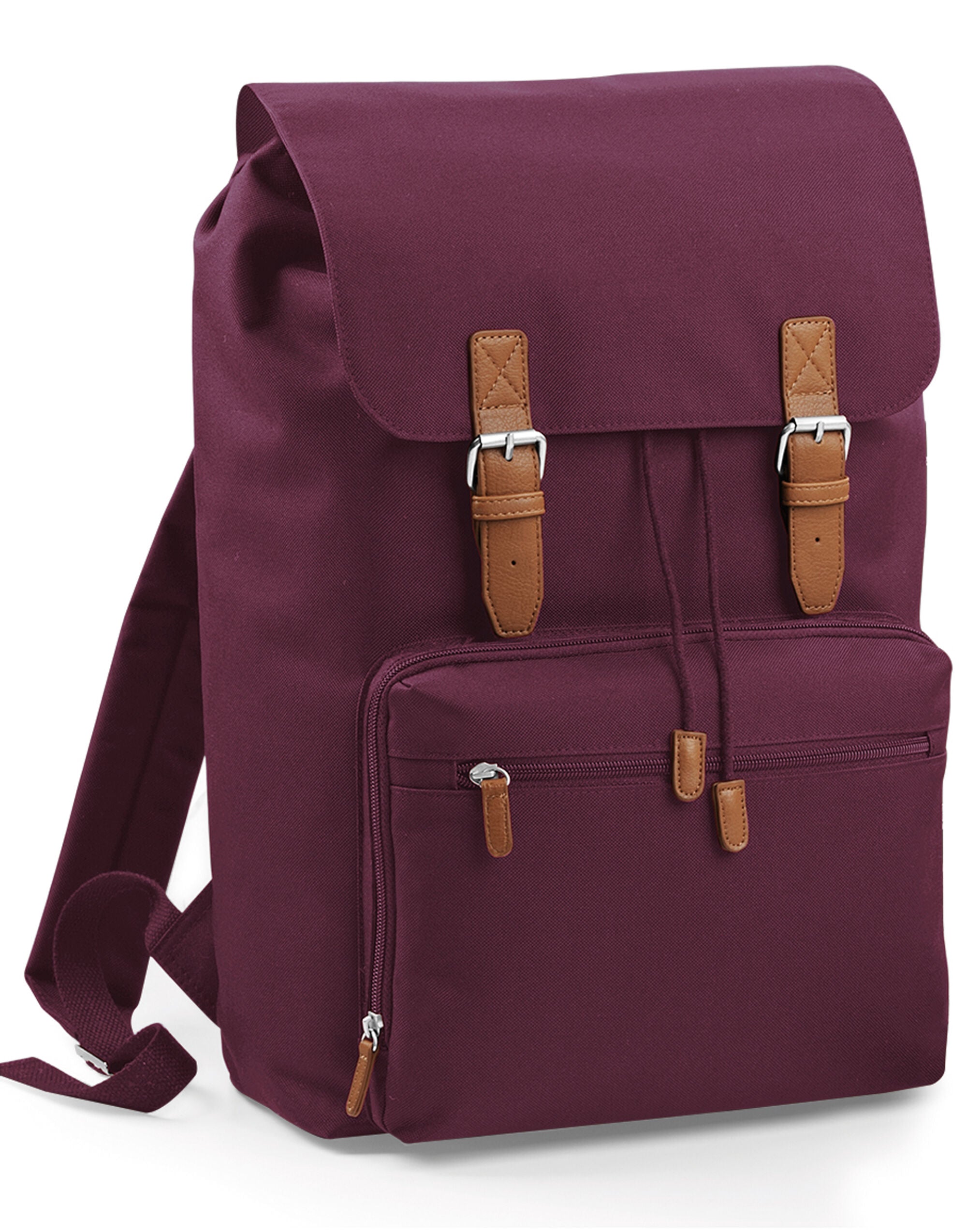 Bagbase Vintage Laptop Backpack bg613 - Burgundy O S - Customisable Bags