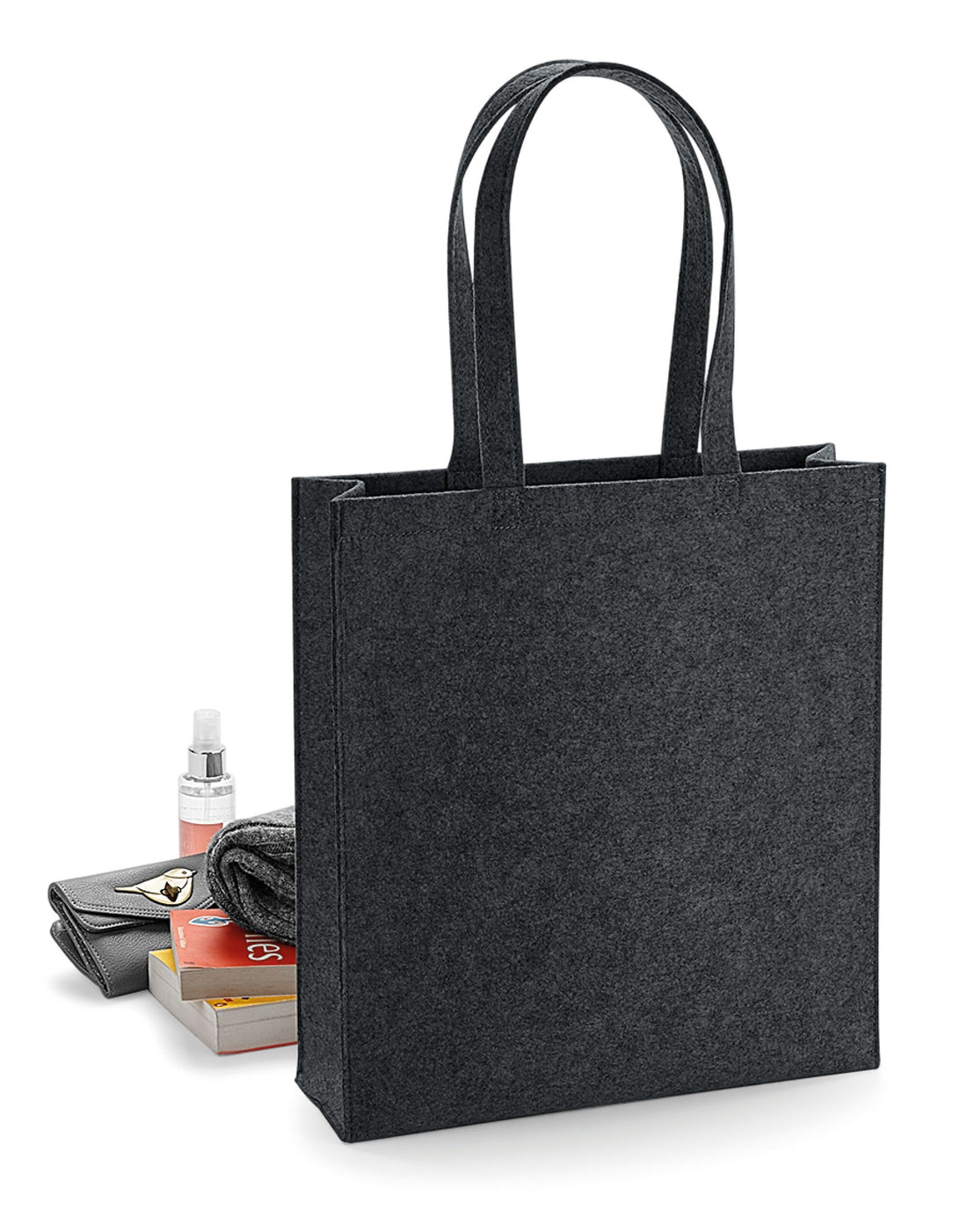 Bagbase Felt Tote Bag bg723 - Charcoal Melange O S - Customisable Bags