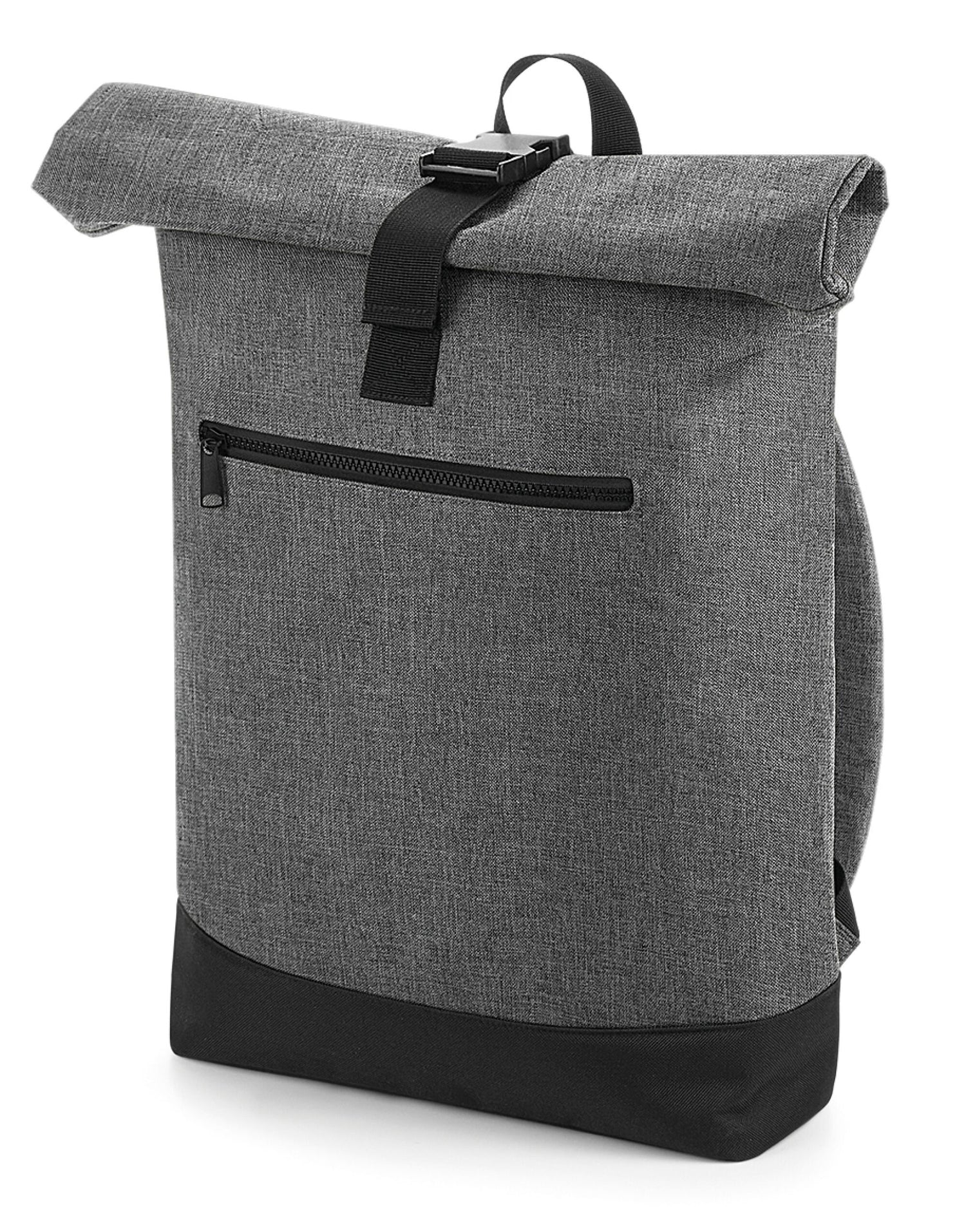 Bagbase Roll Top Backpack bg855 - Grey Marl Black O S - Customisable Bags