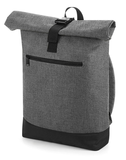 Bagbase Roll Top Backpack bg855 - Grey Marl Black O S - Customisable Bags
