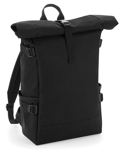 Bagbase Block Roll Top Backpack bg858 - Black Black O S - Customisable Bags