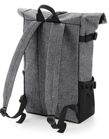 Bagbase Block Roll Top Backpack bg858 - Grey Marl Black O S - Customisable Bags