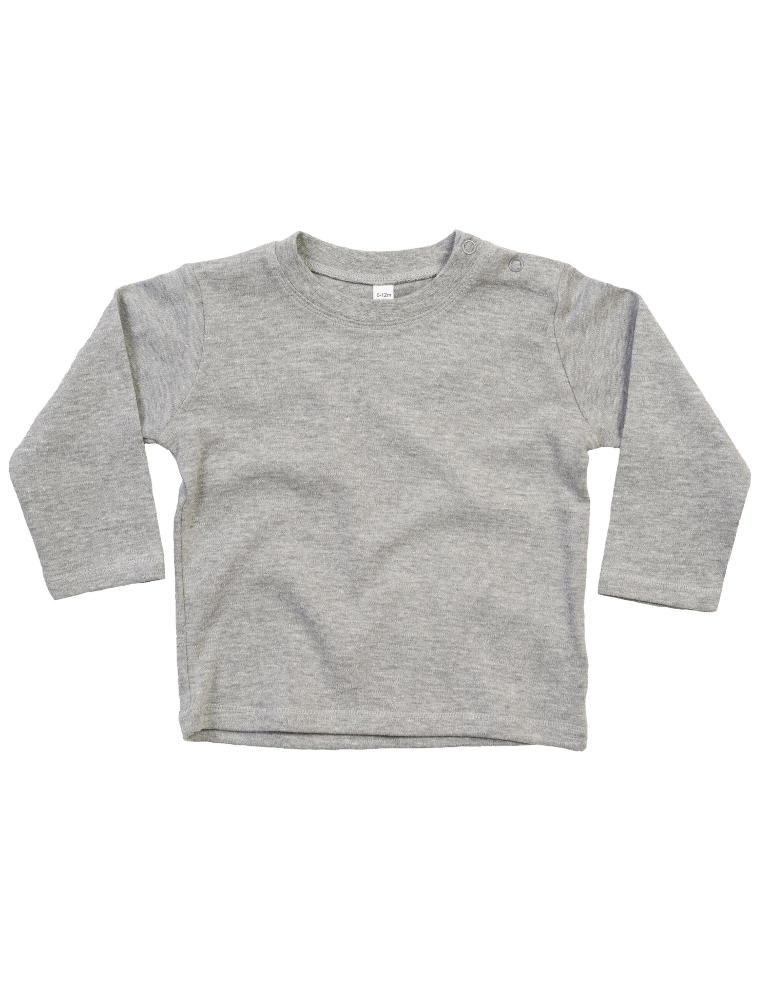 Babybugz Baby Long Sleeve T BZ11 - Heather Grey Melange - Customisable