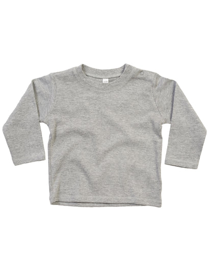 Babybugz Baby Long Sleeve T BZ11 - Heather Grey Melange - Customisable