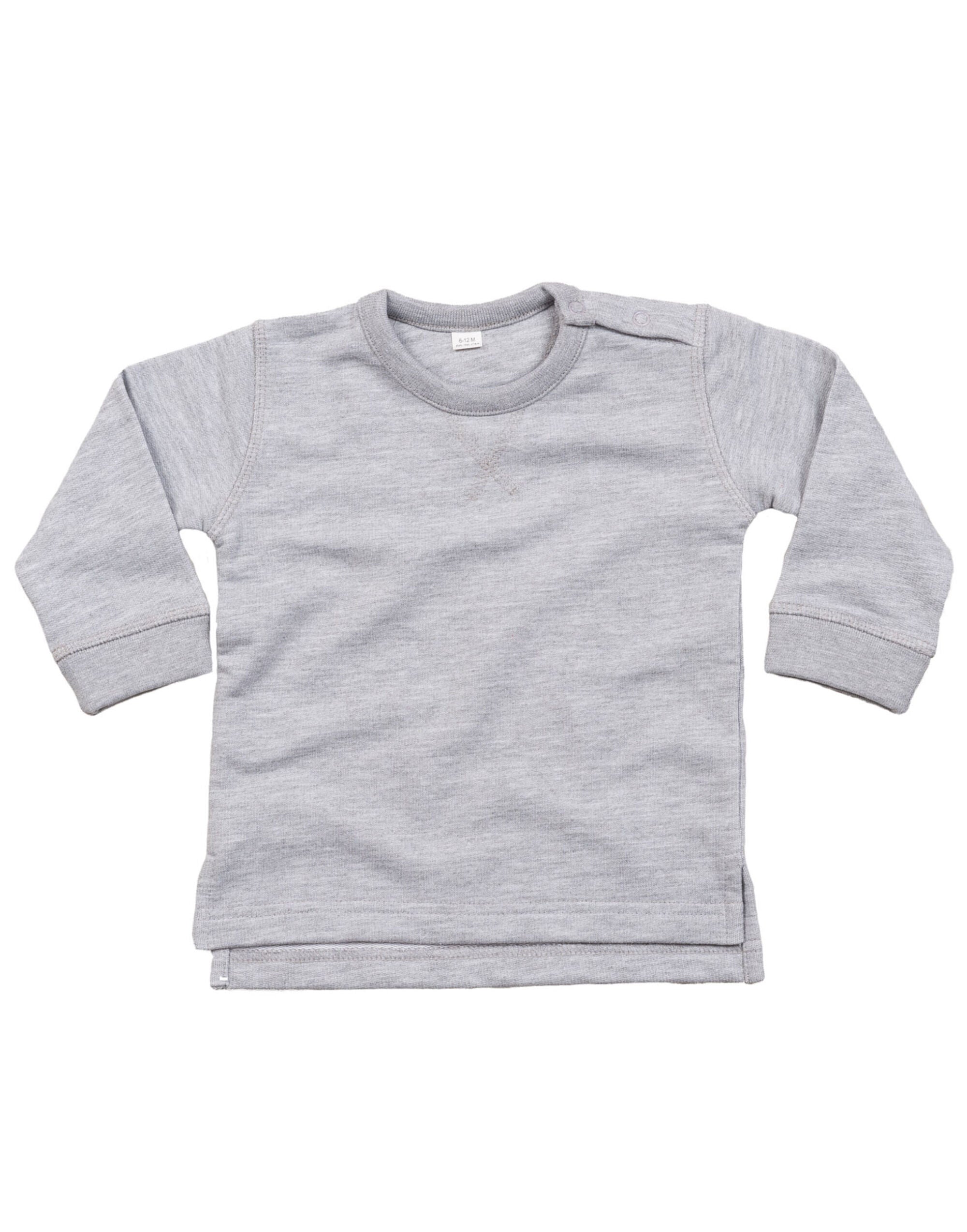 Babybugz Baby Sweatshirt BZ31 - Heather Grey Melange - Customisable Sweatshirts