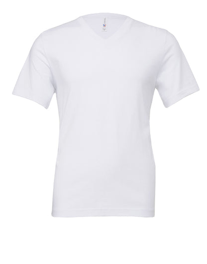 Bella Canvas Unisex Jersey SS VNeck Tee CA3005 - White - Customisable T-Shirts