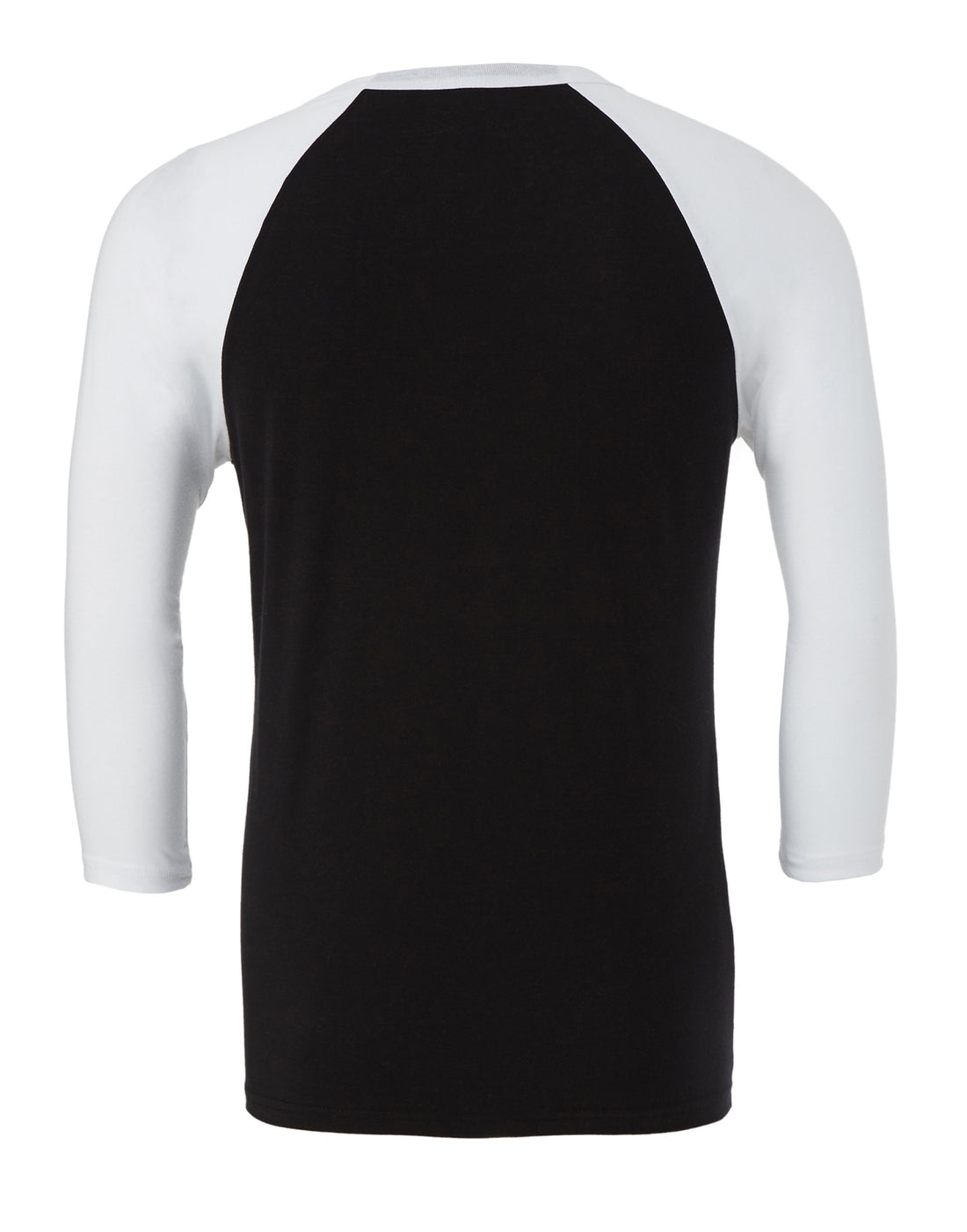 Bella Canvas Unisex 3/4 Sleeve Baseball Tee CA3200 - Black White - Customisable