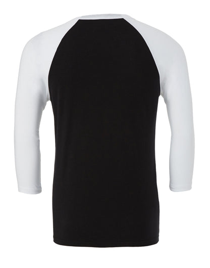 Bella Canvas Unisex 3/4 Sleeve Baseball Tee CA3200 - Black White - Customisable