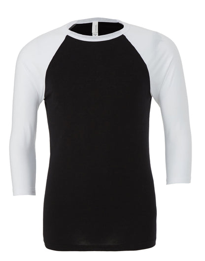Bella Canvas Unisex 3/4 Sleeve Baseball Tee CA3200 - - Customisable
