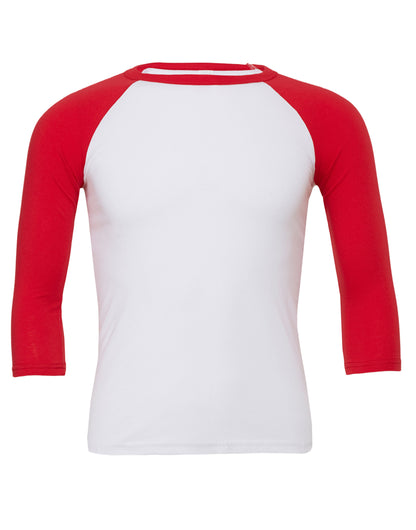 Bella Canvas Unisex 3/4 Sleeve Baseball Tee CA3200 - - Customisable