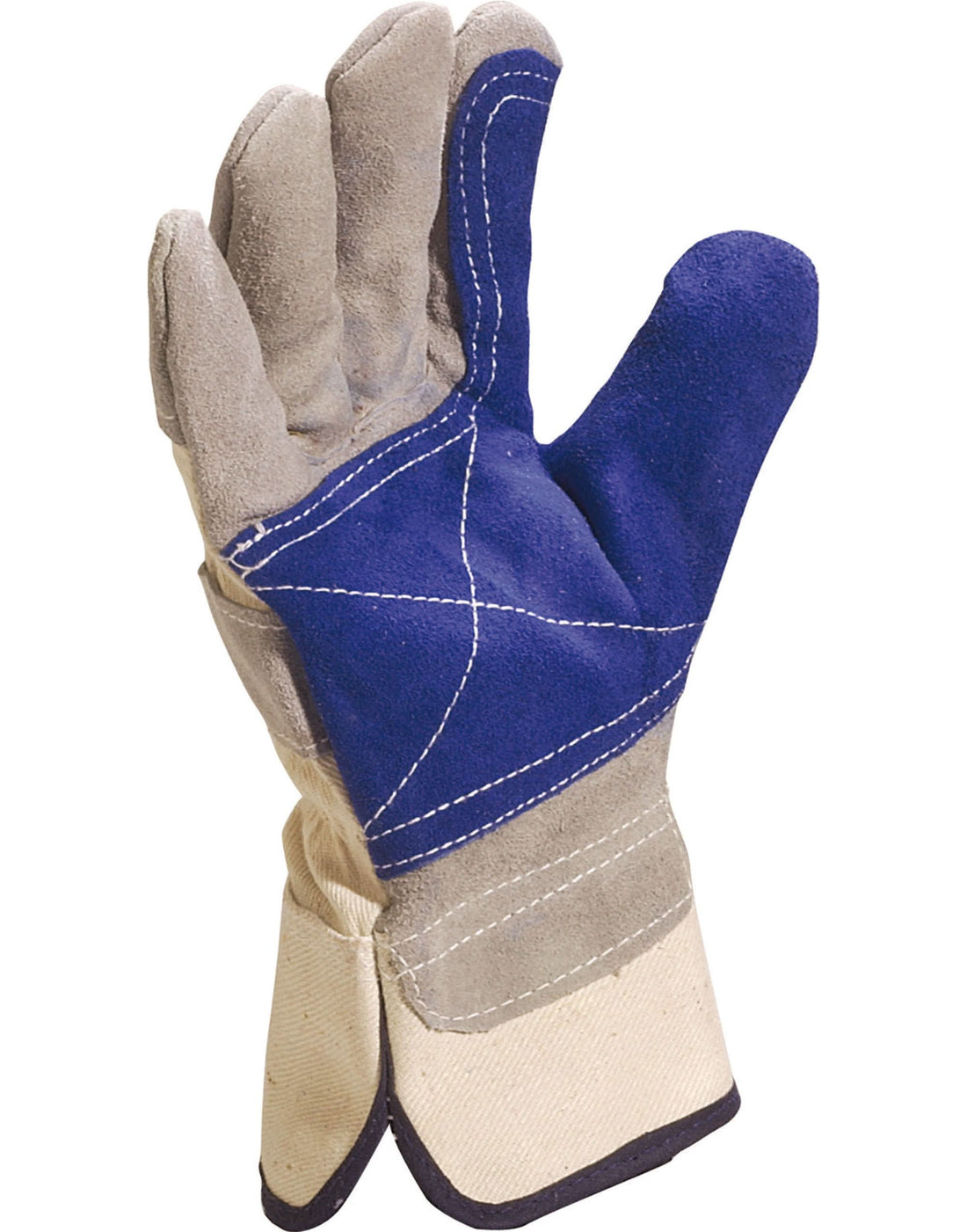 Delta Plus Cowhide Split Leather Gloves DS202RP - Blue Grey O S - Customisable Gloves