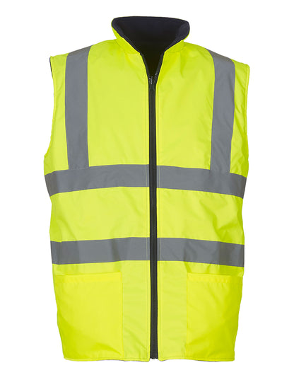 Yoko HV Reversible Fleece Vest hv008f - Hi-Vis Yellow - Customisable Safetywear