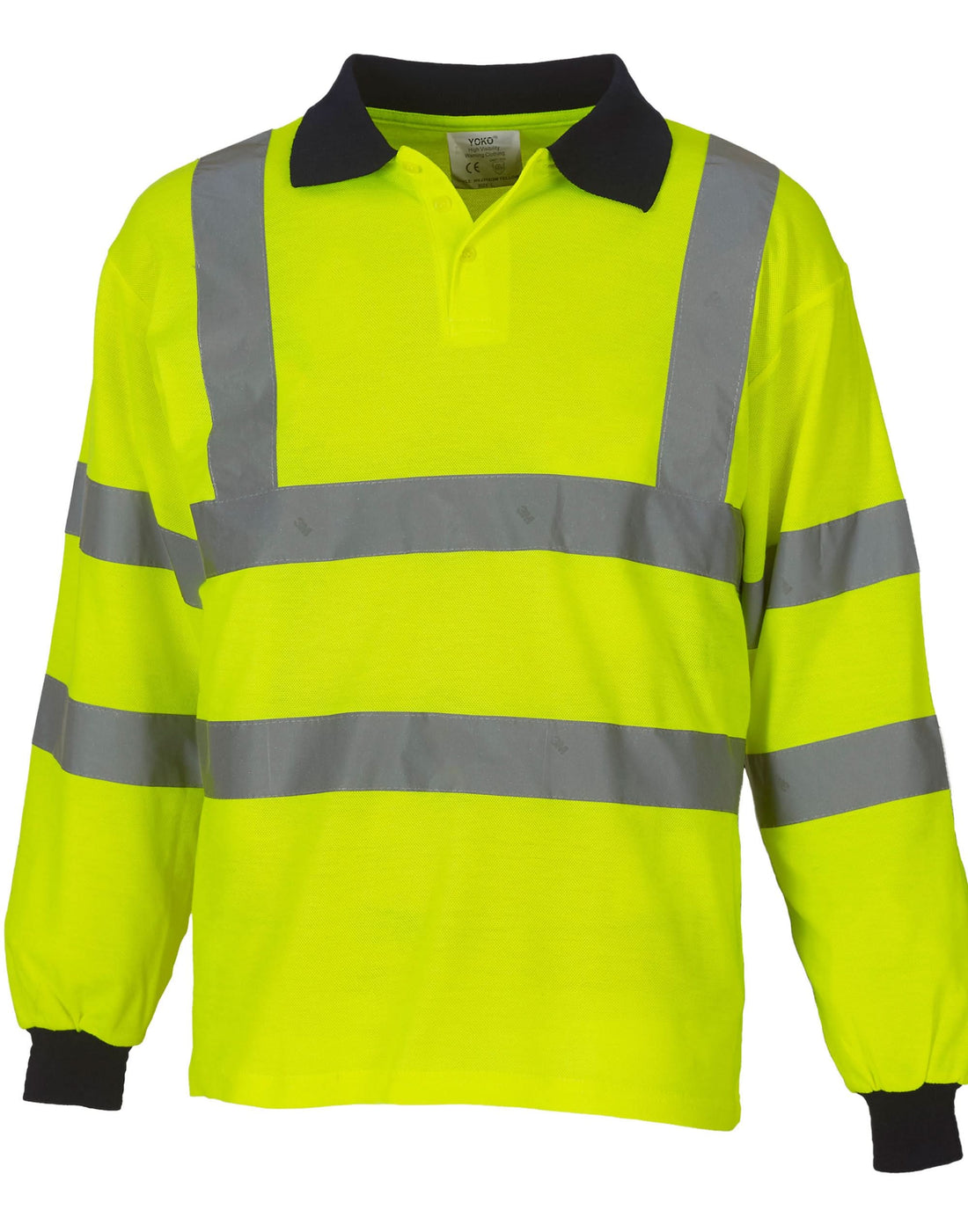 HV 2 Band Long Sleeve Polo - Hi-Vis Yellow - Customisable Safetywear