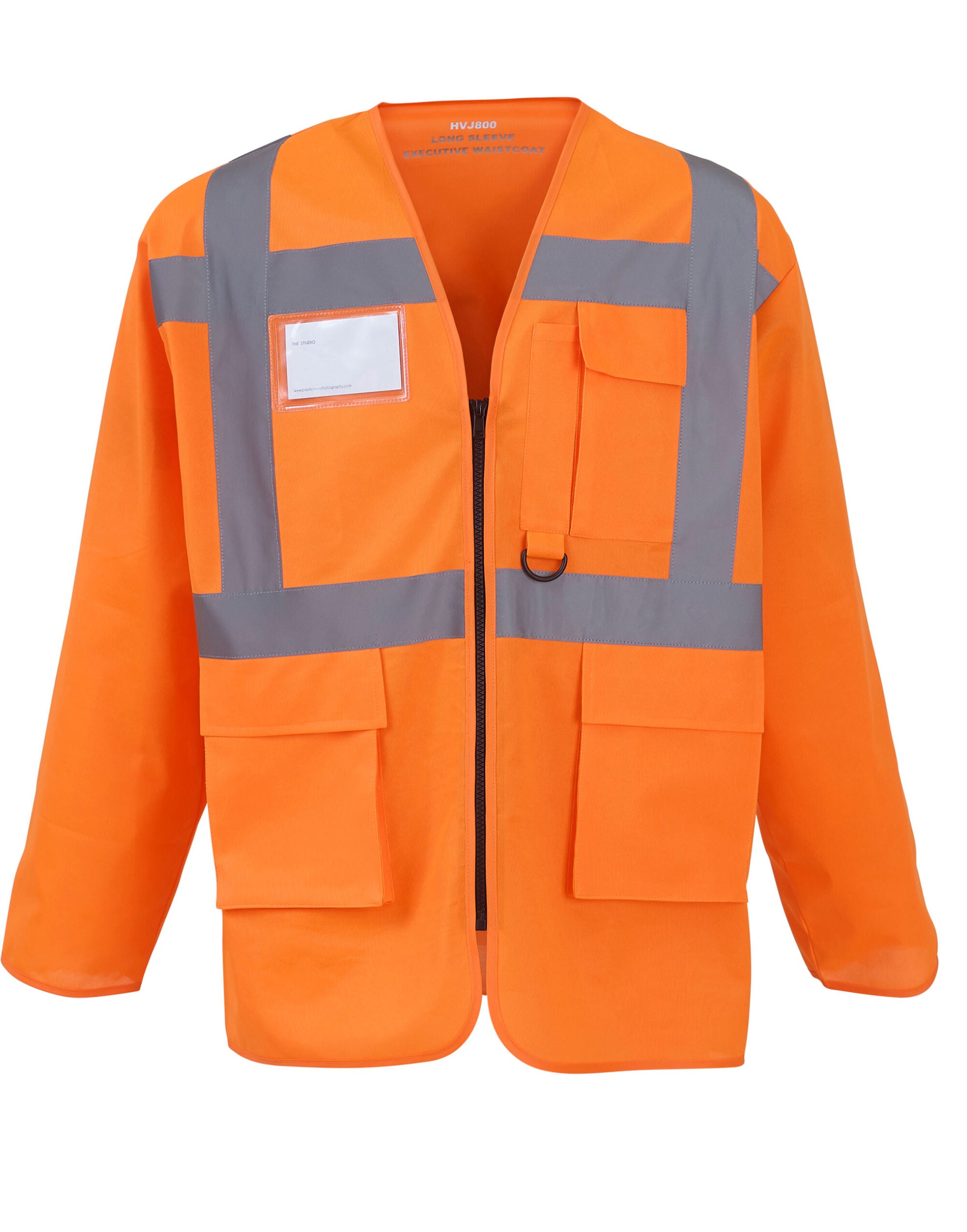 Yoko Executive Long Sleeve Waistcoat hvj800 - Hi Vis Orange - Customisable Safetywear