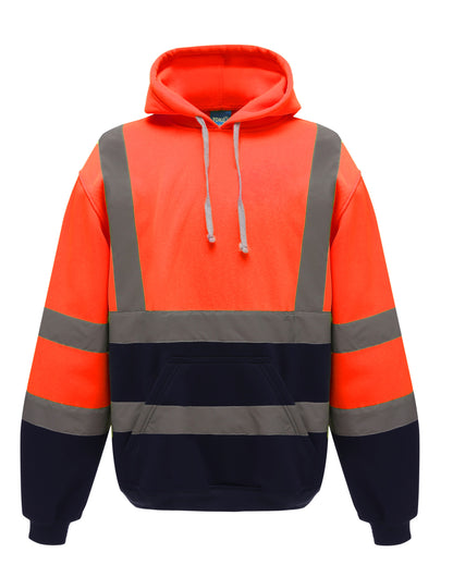Yoko Hi VIs Hoodie hvk05 - Hi Vis Orange Navy - Customisable Hoodies