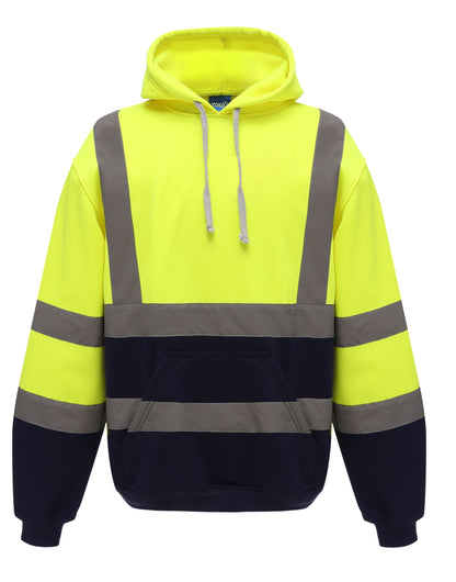 Yoko Hi VIs Hoodie hvk05 - Hi-Vis Yellow Navy - Customisable Hoodies