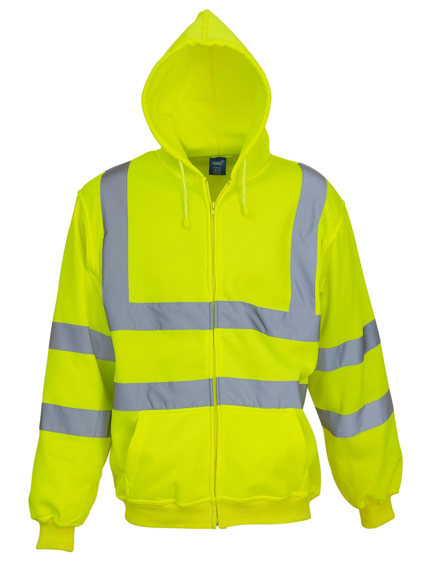 Yoko HV Zipped Hoodie hvk07 - Hi-Vis Yellow - Customisable Hoodies