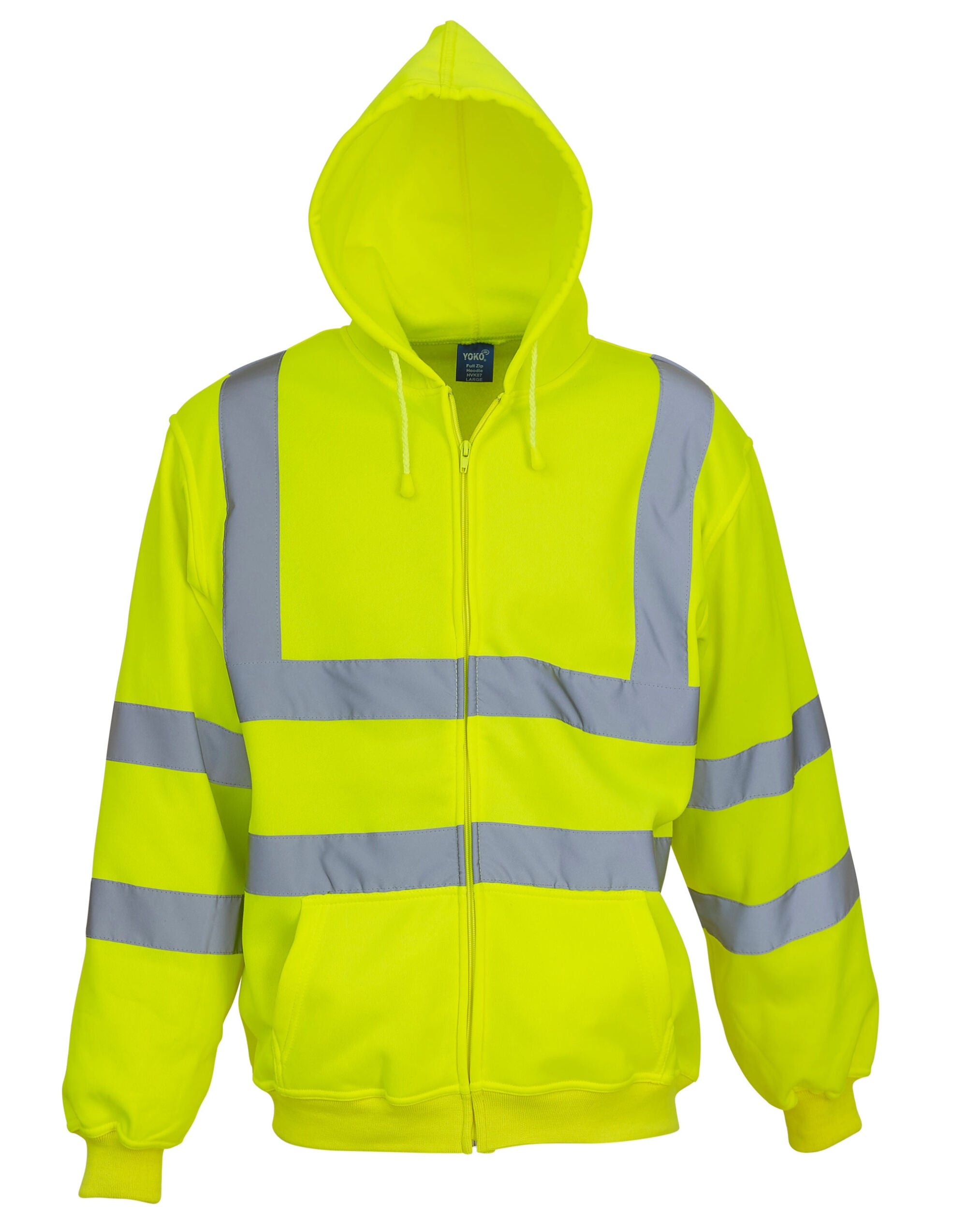 Yoko HV Zipped Hoodie hvk07 - Hi-Vis Yellow - Customisable Hoodies