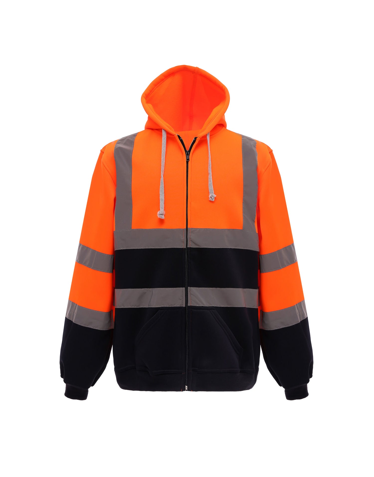 Yoko HV Zipped Hoodie hvk07 - Hi Vis Orange Navy - Customisable Hoodies