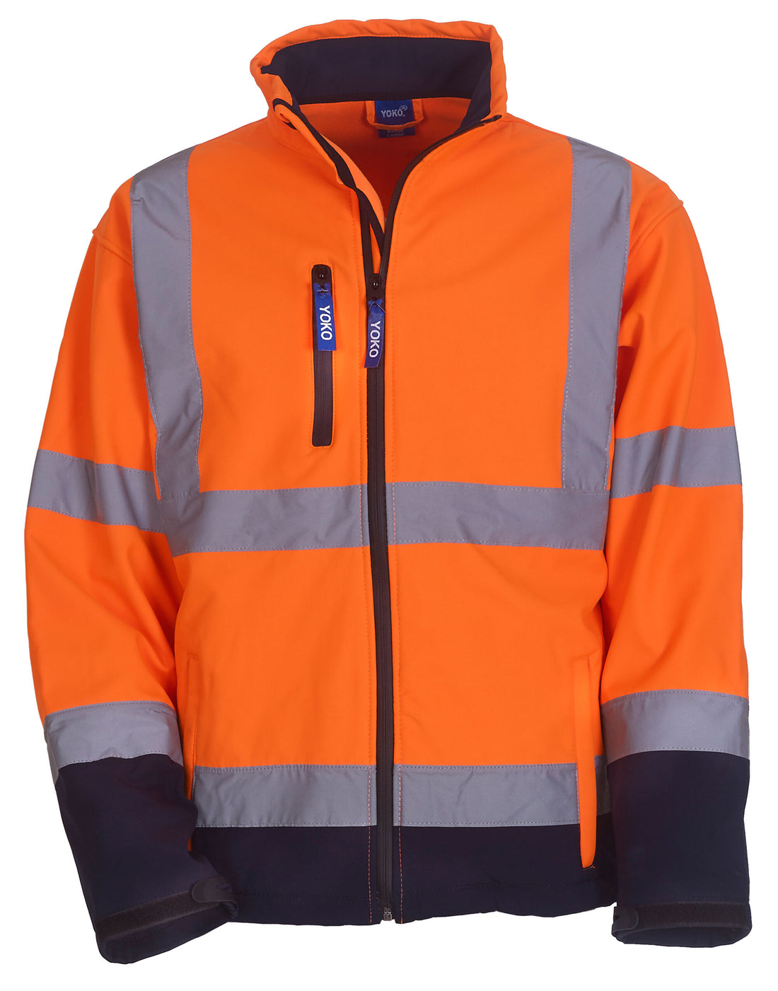 Yoko HV Softshell Jacket HVK09 - Hi Vis Orange Navy - Customisable Softshell Jacket