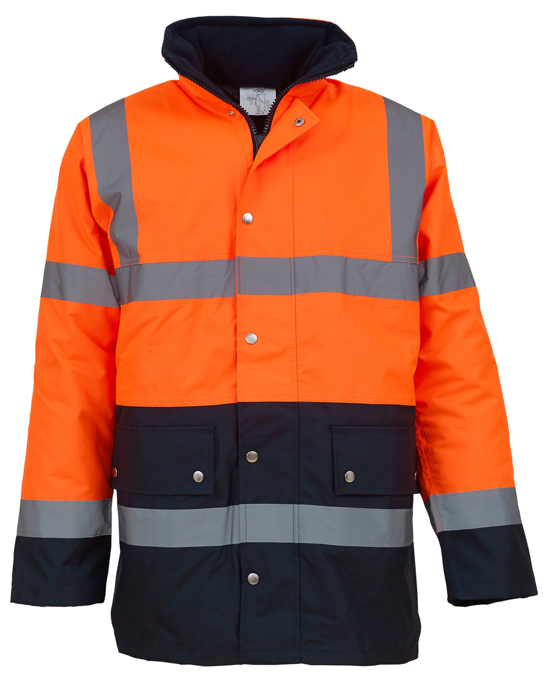 Yoko HV 2 Band Two Tone Jacket 3m - Hi Vis Orange Navy - Customisable Jackets